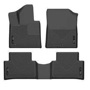 Kia Sorento Floor Liners - Front & 2nd Seat - Husky Liners - WeatherBeater - Black - `21-`22
